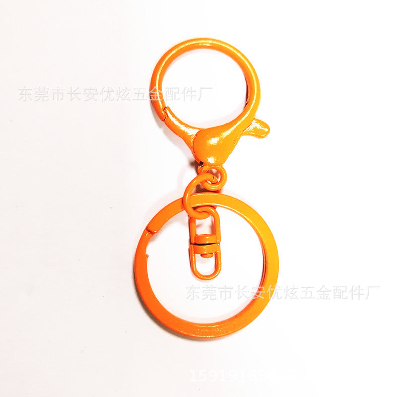 Zinc alloy round lobster buckle four-piece set key ring pendant diy toy doll accessories colored flat ring figure eight buckle