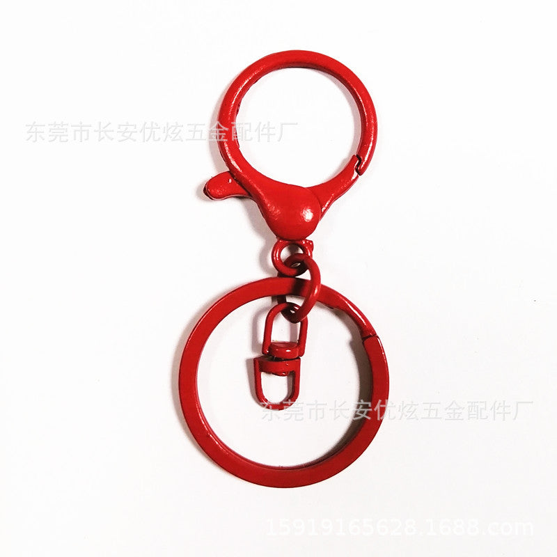 Zinc alloy round lobster buckle four-piece set key ring pendant diy toy doll accessories colored flat ring figure eight buckle