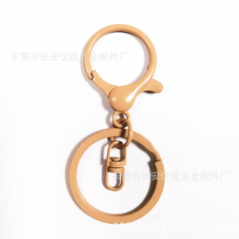 Zinc alloy round lobster buckle four-piece set key ring pendant diy toy doll accessories colored flat ring figure eight buckle