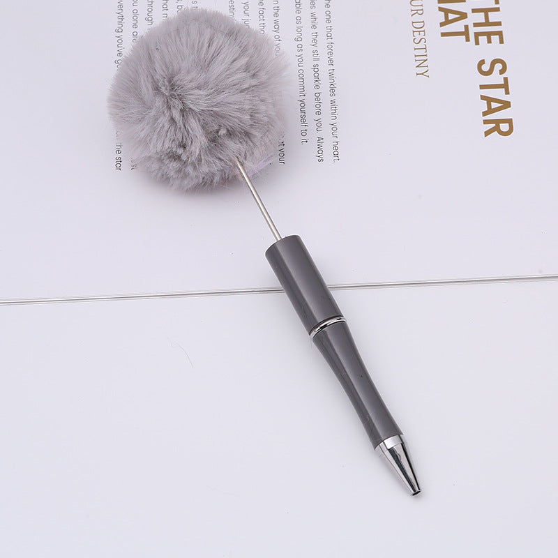 diy plush plastic ballpoint pen novel cartoon hairball beaded pen cross-border cute gift pen