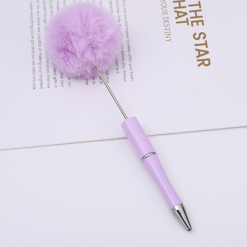 diy plush plastic ballpoint pen novel cartoon hairball beaded pen cross-border cute gift pen