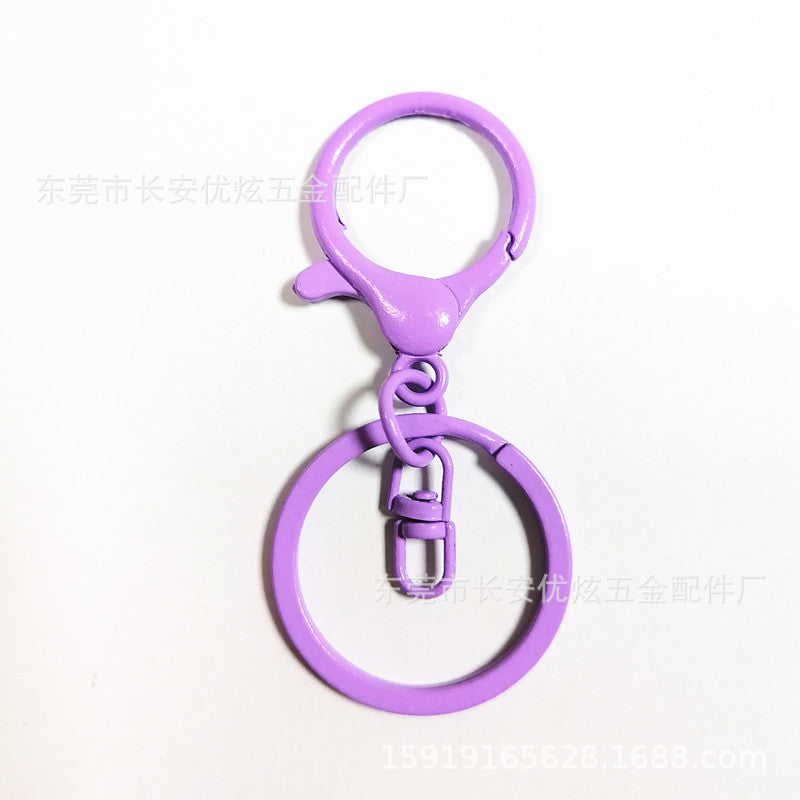 Zinc alloy round lobster buckle four-piece set key ring pendant diy toy doll accessories colored flat ring figure eight buckle