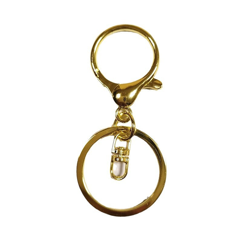 Zinc alloy round lobster buckle four-piece set key ring pendant diy toy doll accessories colored flat ring figure eight buckle