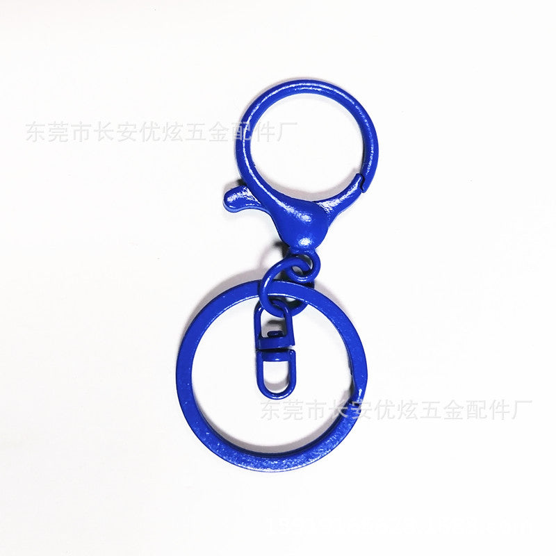 Zinc alloy round lobster buckle four-piece set key ring pendant diy toy doll accessories colored flat ring figure eight buckle