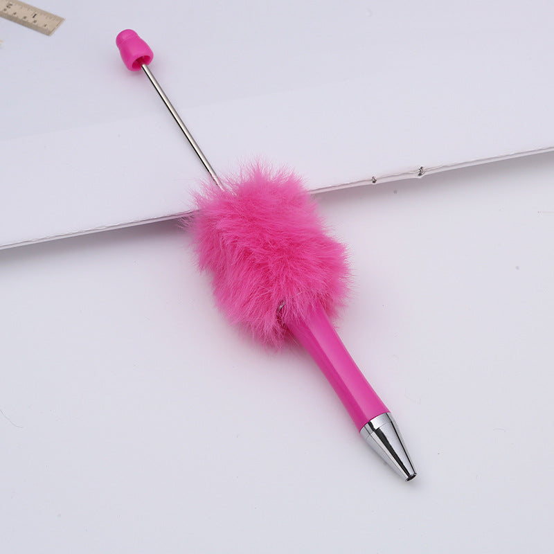 Creative diy plush beaded pen colorful hand-crafted plush decorated cute ballpoint pen