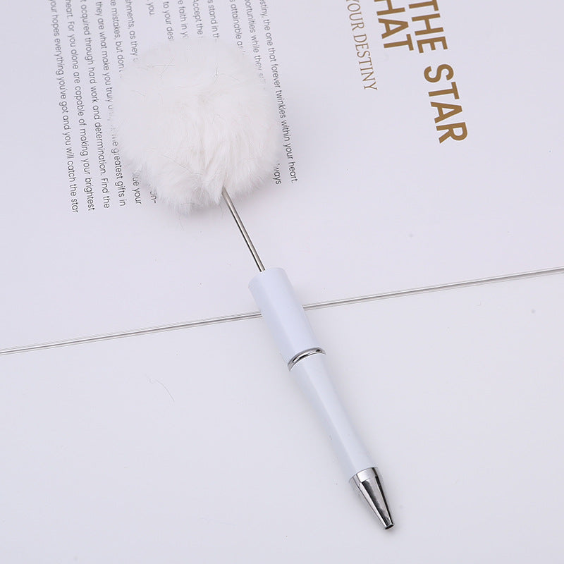 diy plush plastic ballpoint pen novel cartoon hairball beaded pen cross-border cute gift pen