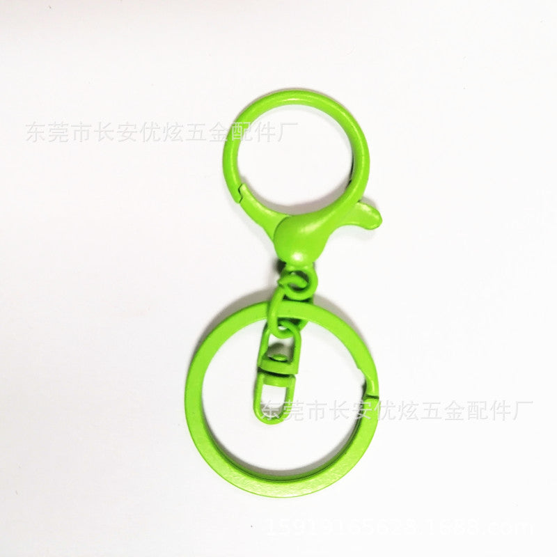 Zinc alloy round lobster buckle four-piece set key ring pendant diy toy doll accessories colored flat ring figure eight buckle