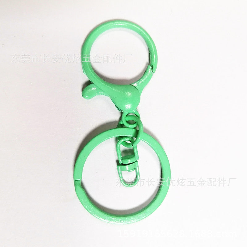 Zinc alloy round lobster buckle four-piece set key ring pendant diy toy doll accessories colored flat ring figure eight buckle