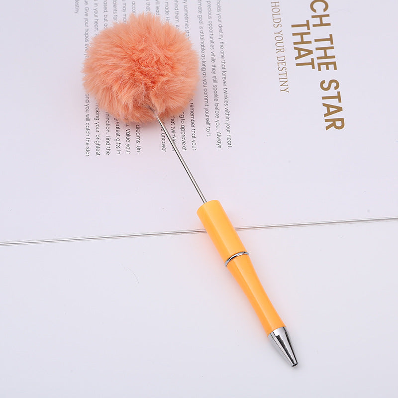 diy plush plastic ballpoint pen novel cartoon hairball beaded pen cross-border cute gift pen