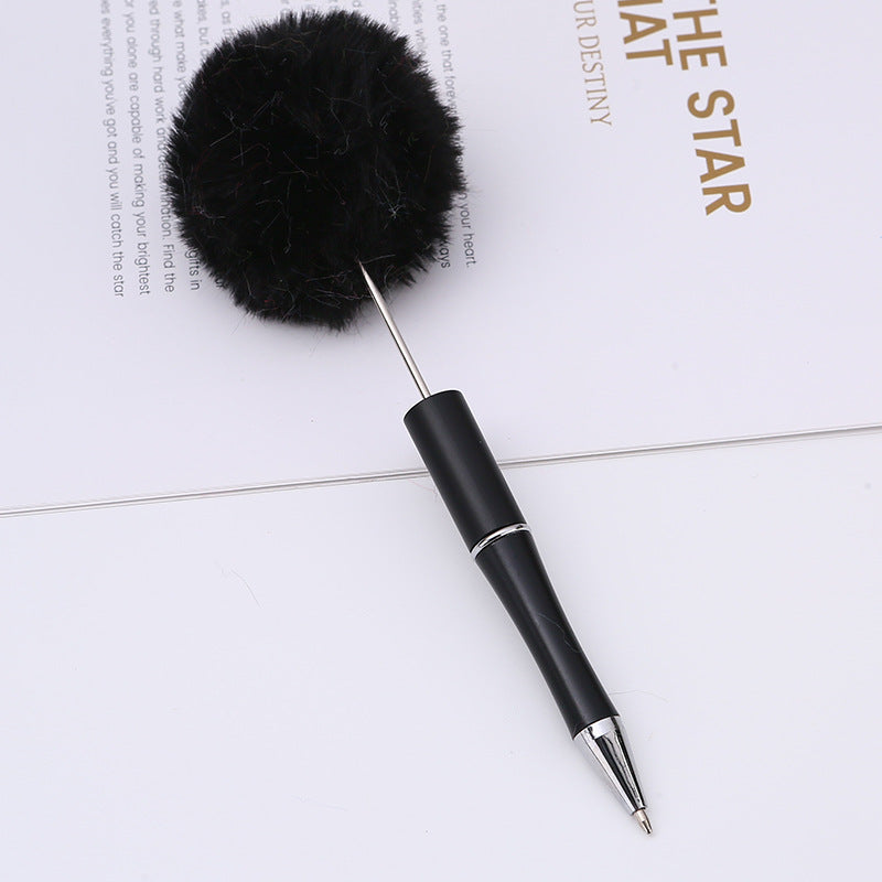 diy plush plastic ballpoint pen novel cartoon hairball beaded pen cross-border cute gift pen