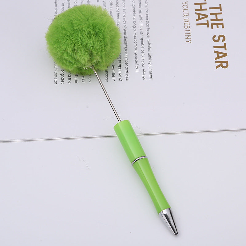 diy plush plastic ballpoint pen novel cartoon hairball beaded pen cross-border cute gift pen