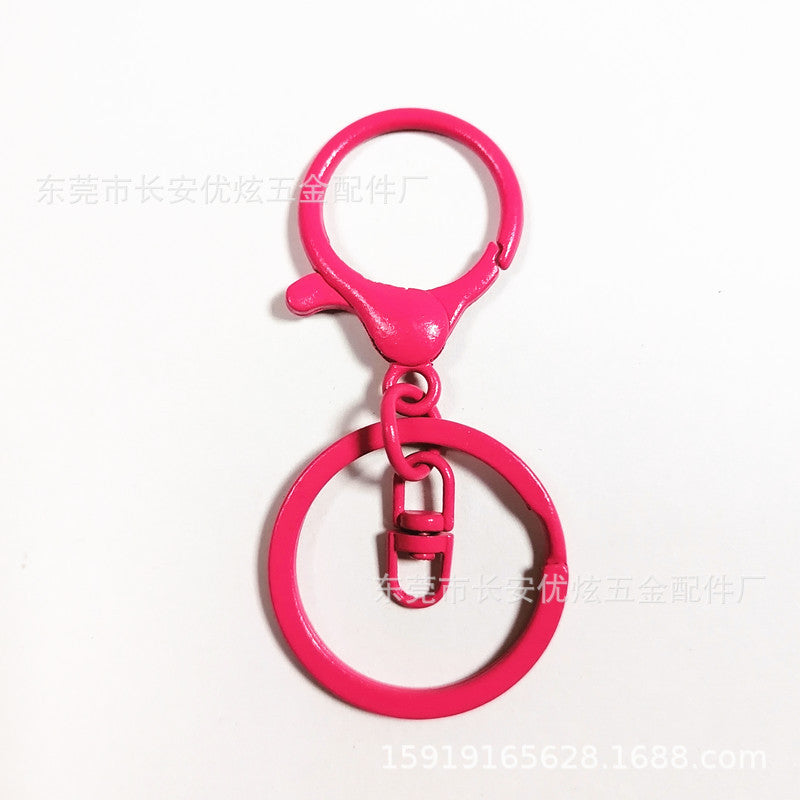 Zinc alloy round lobster buckle four-piece set key ring pendant diy toy doll accessories colored flat ring figure eight buckle