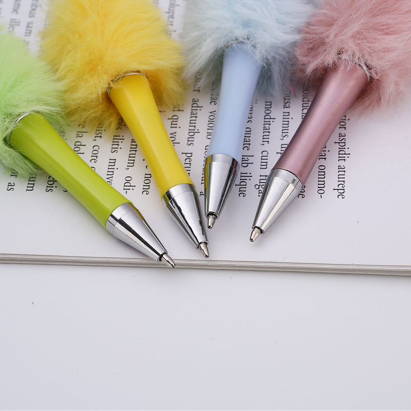 Creative diy plush beaded pen colorful hand-crafted plush decorated cute ballpoint pen