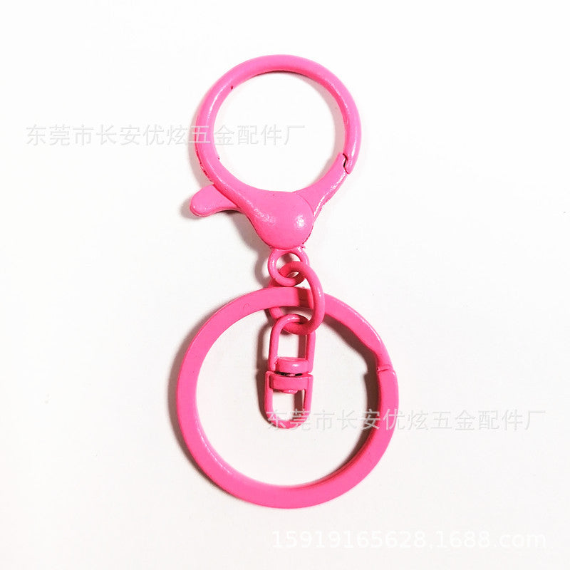 Zinc alloy round lobster buckle four-piece set key ring pendant diy toy doll accessories colored flat ring figure eight buckle