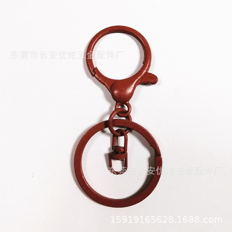 Zinc alloy round lobster buckle four-piece set key ring pendant diy toy doll accessories colored flat ring figure eight buckle