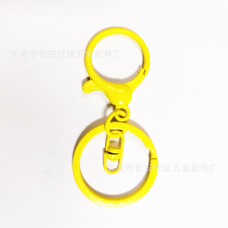 Zinc alloy round lobster buckle four-piece set key ring pendant diy toy doll accessories colored flat ring figure eight buckle