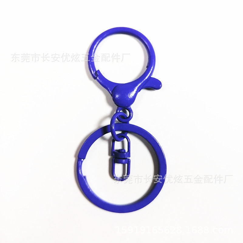 Zinc alloy round lobster buckle four-piece set key ring pendant diy toy doll accessories colored flat ring figure eight buckle