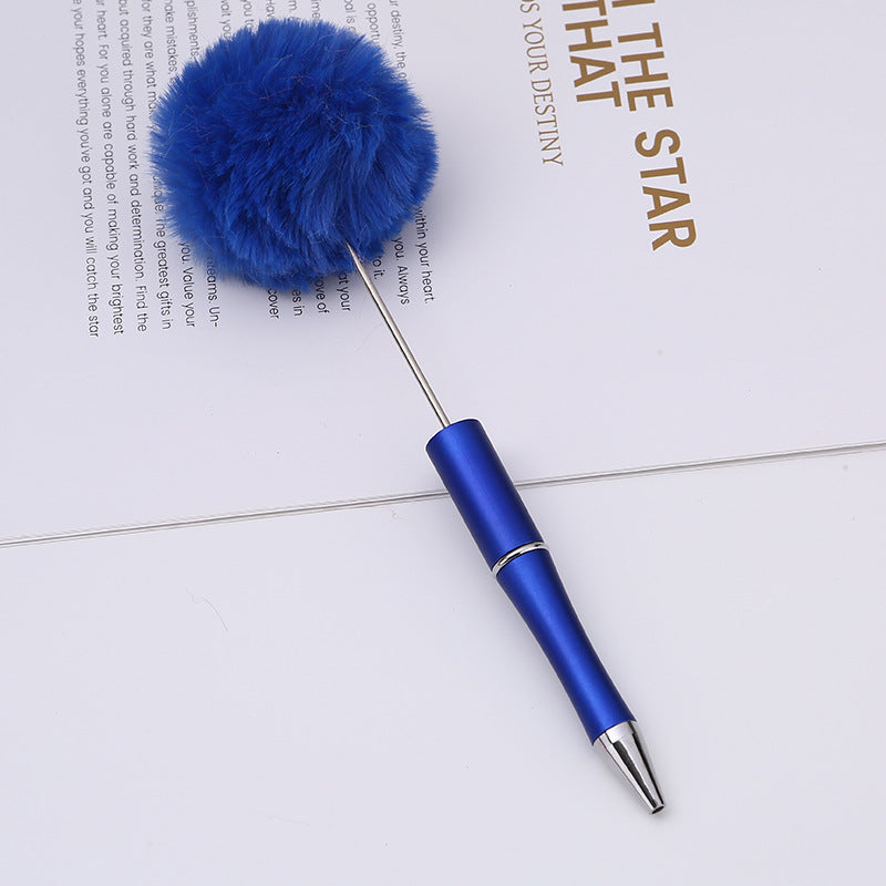 diy plush plastic ballpoint pen novel cartoon hairball beaded pen cross-border cute gift pen